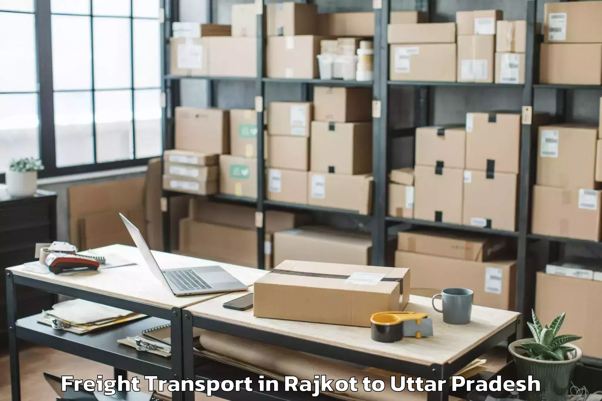 Top Rajkot to Kasganj Freight Transport Available